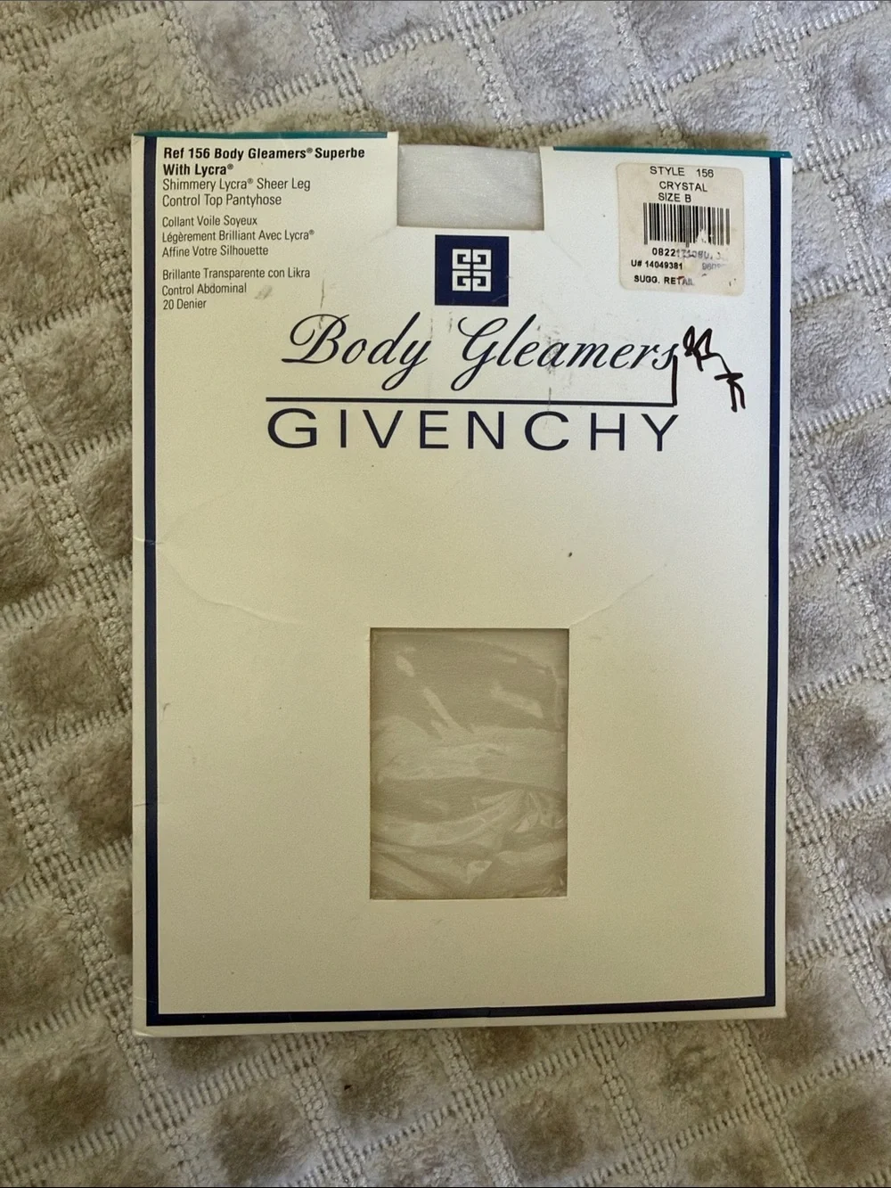 Vintage Givenchy Body Gleamers Sheer Leg Control Top Pantyhose - Crystal B